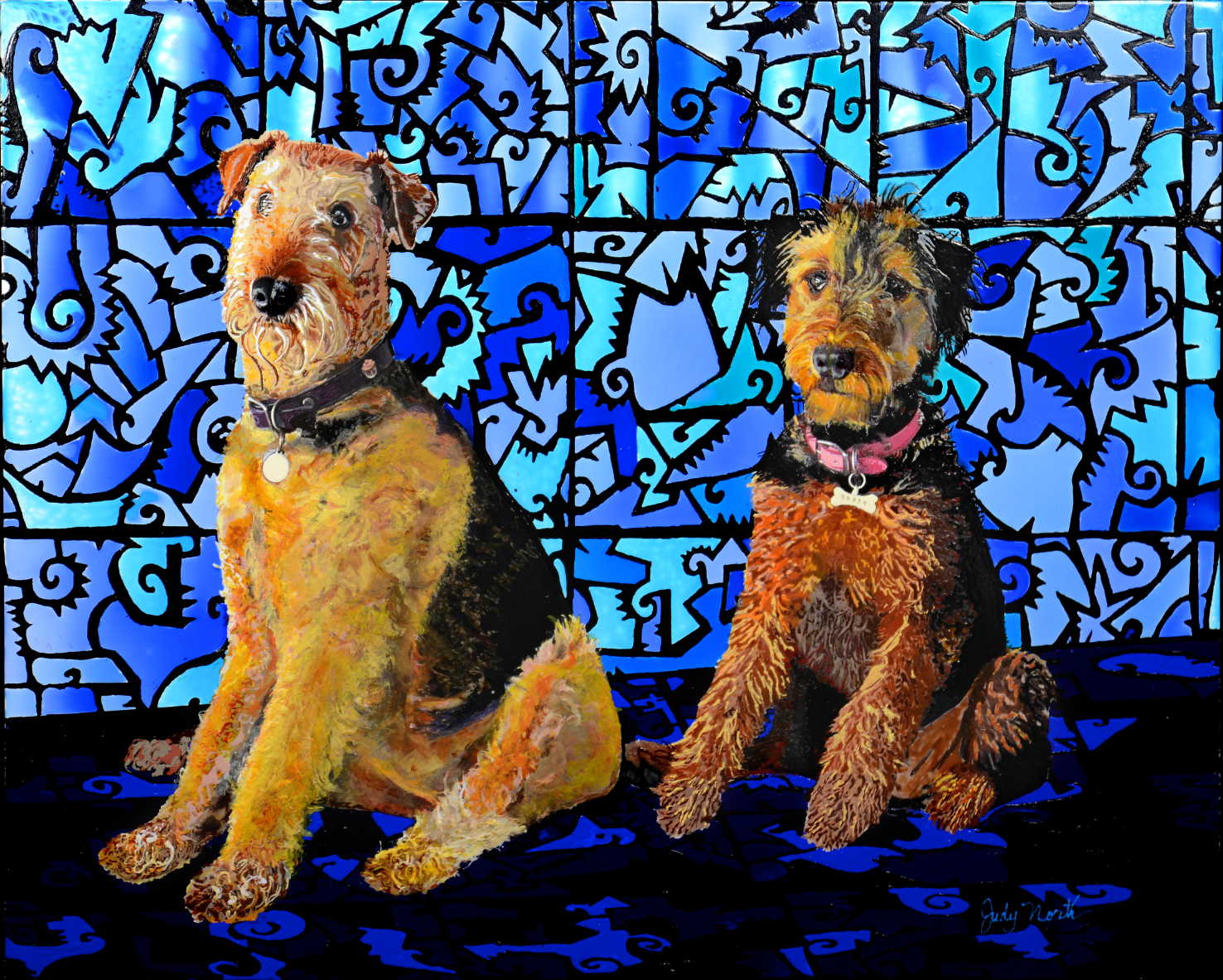 Belby and Bessie 50” × 60” Mixed media Private collection