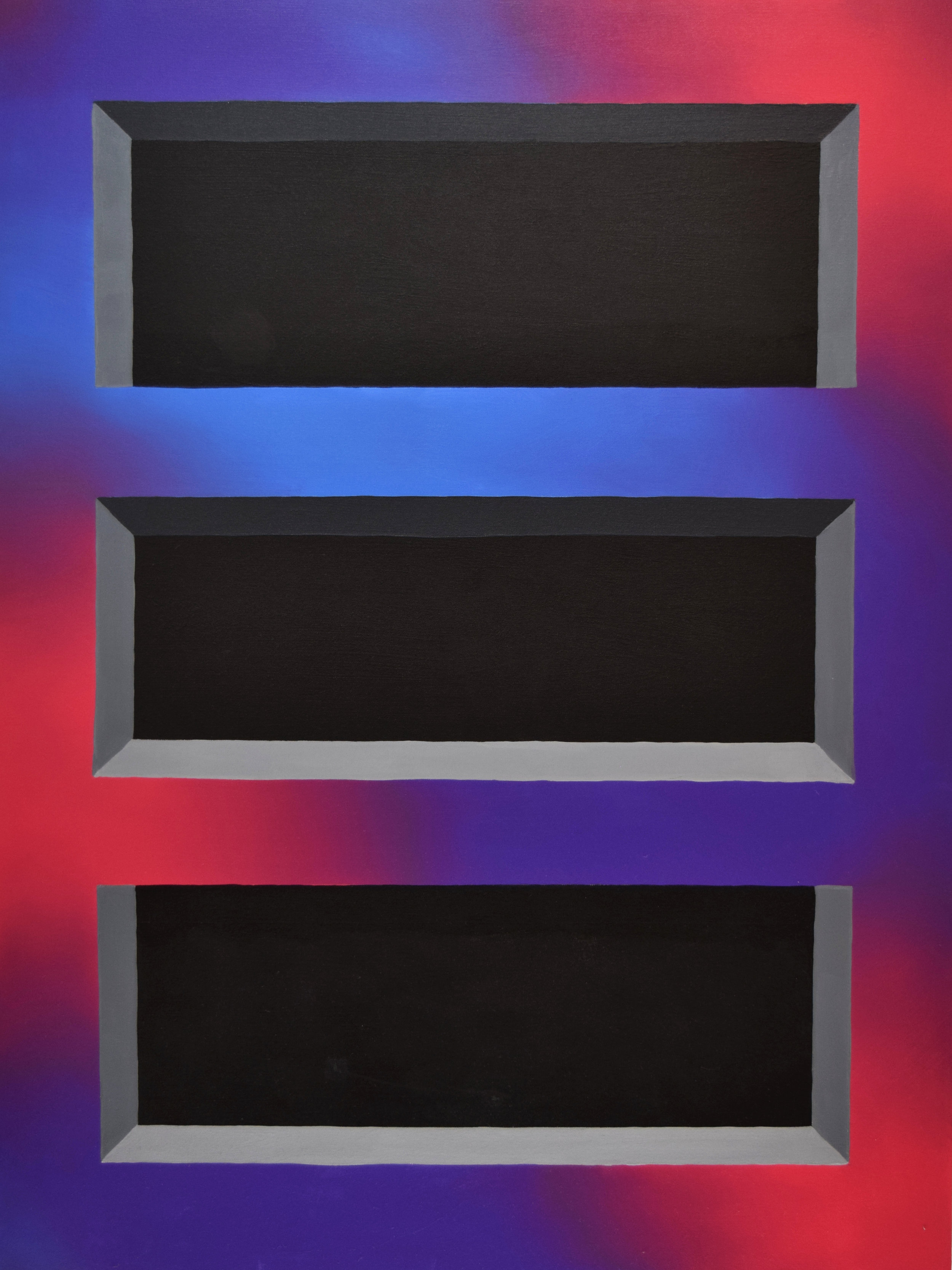 gradient with three voids: oil on canvas, 48x36 inches, 2017