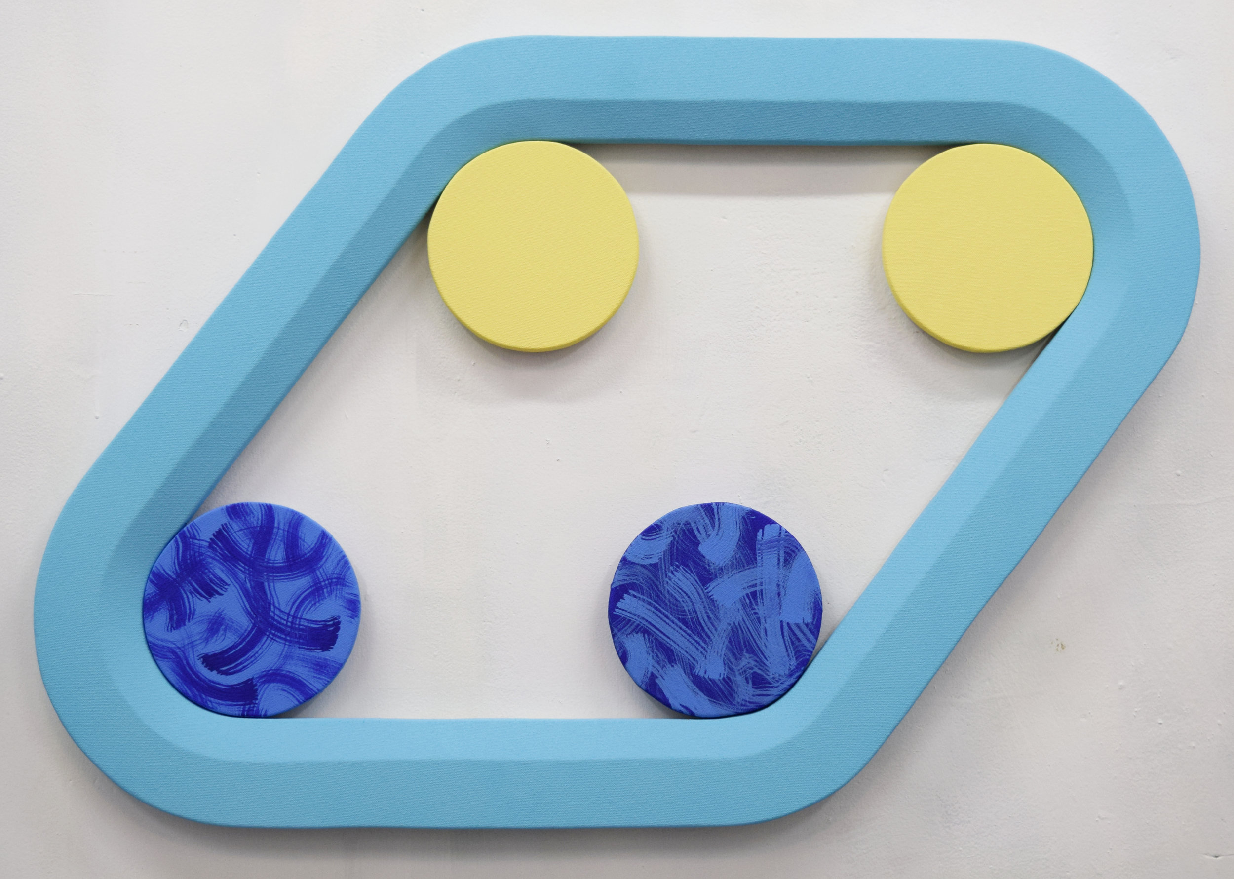 blue stretch with four points: vinyl acrylic on canvas, 34x23 inches, 2018