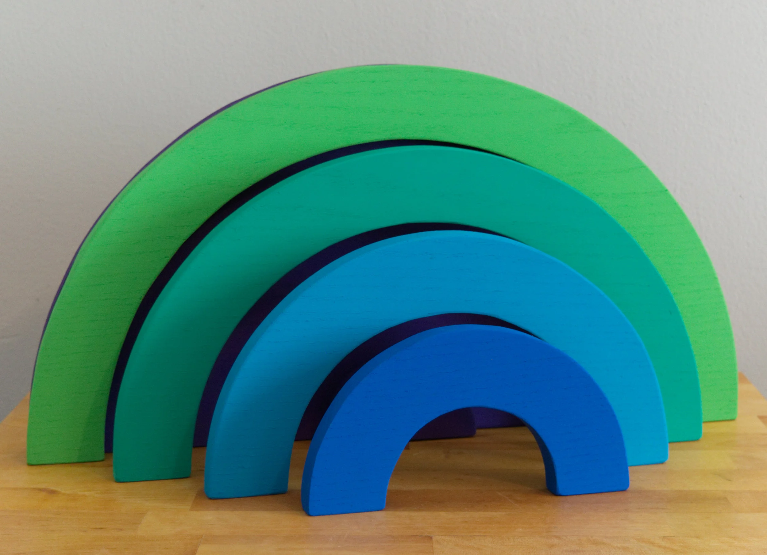 wave blocks: nontoxic paint on oak, 20x10 inches, 2018
