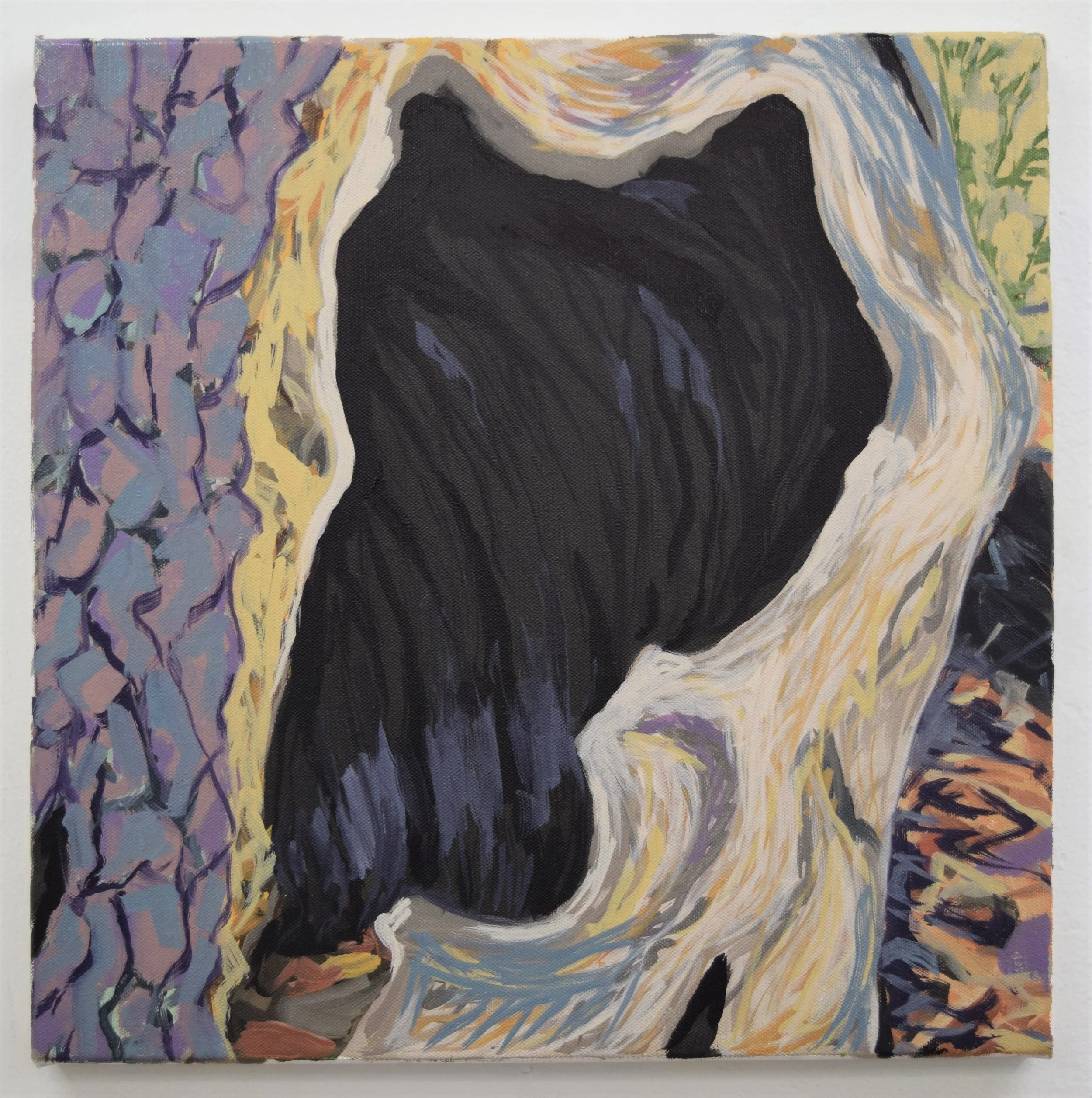 burned out: oil on canvas, 16x16 inches, 2019
