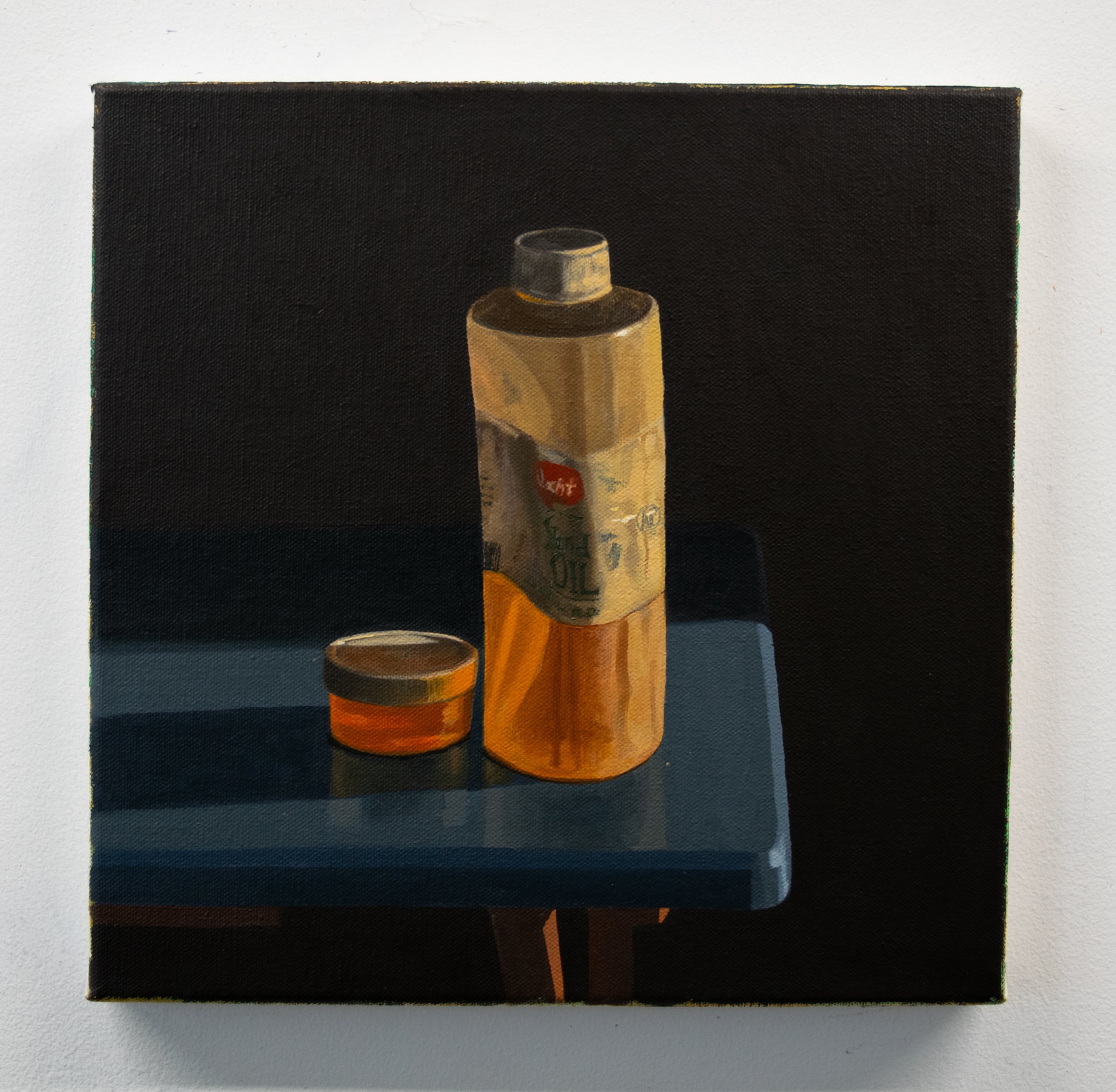 still life with stand oil bottle