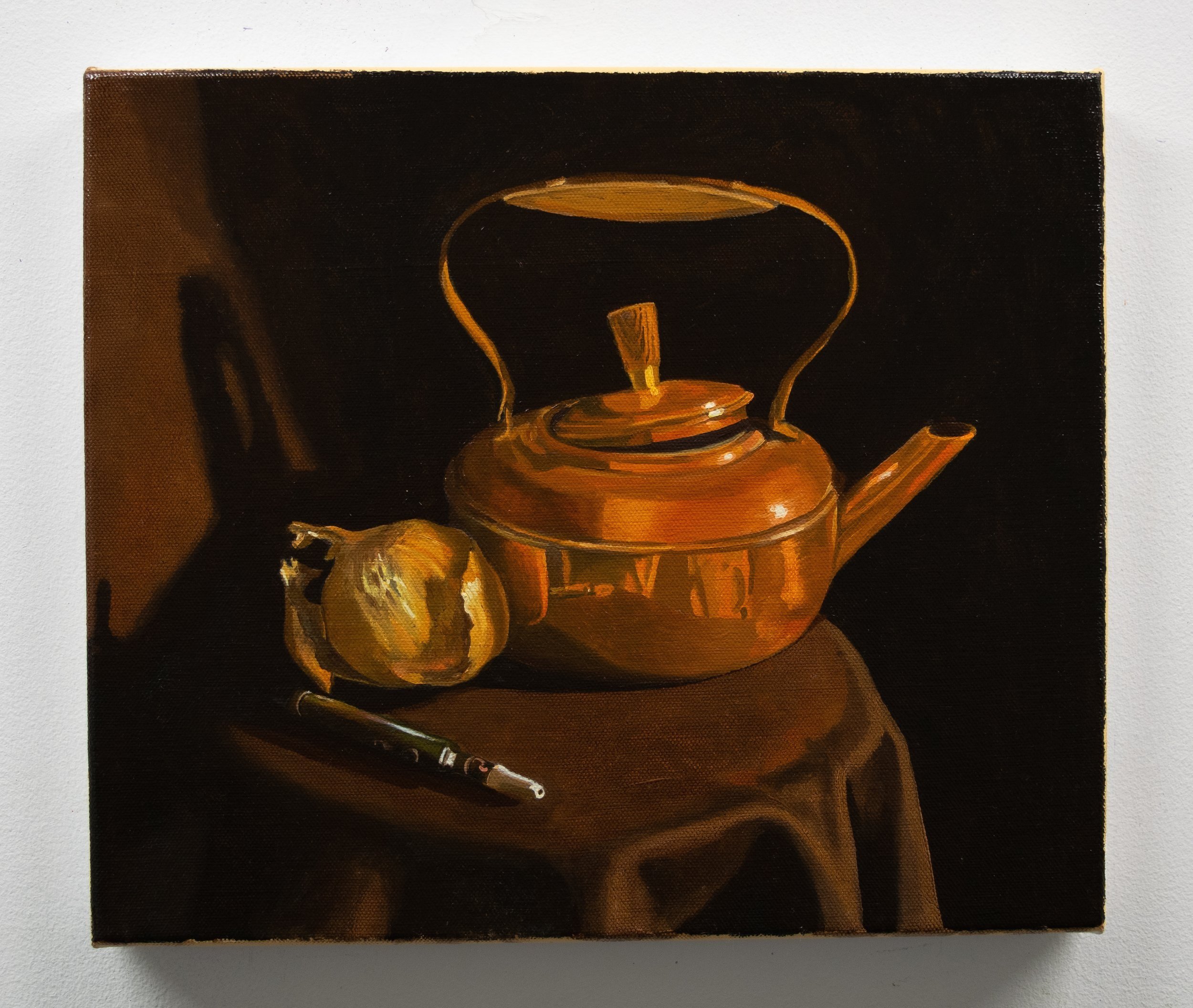 still life with onion, teapot, and vaporizer 