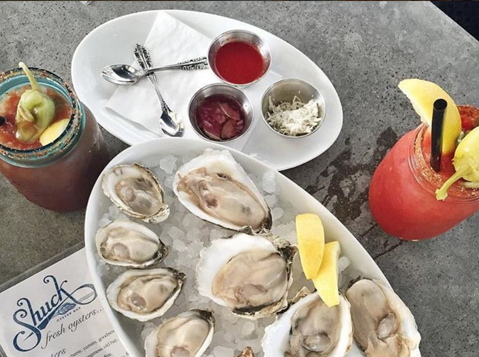 Shuck's Soju-based Bloody with oysters | Photo courtesy of @foodieonfleek on Instagram