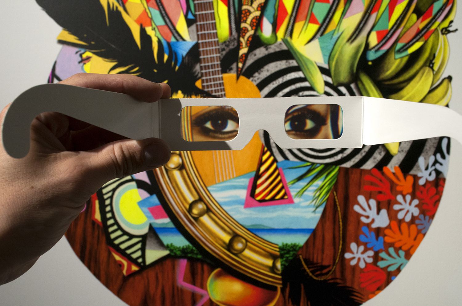Carnivale Kriol Mask Remix in ChromaDepth: Special 3D glasses were provided as a viewing option for all gallery visitors