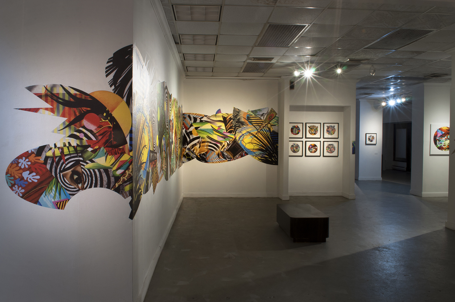 Tropicália: Partial installation view of Jungle Wall Mural vignette
