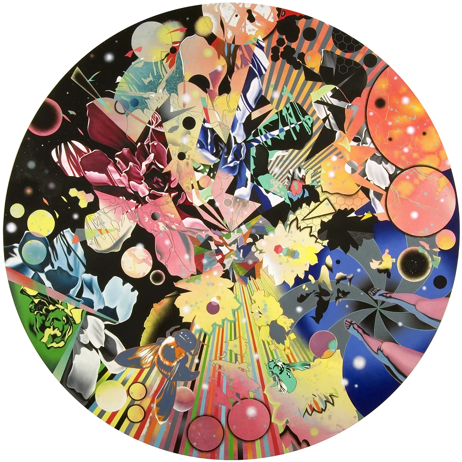 Splinternet/La Fantasia Tondo , Oil & acrylic on polymer & canvas, 96 in. diameter. US Art in Embassies Permanent Collection . Libreville, Gabon (Africa)