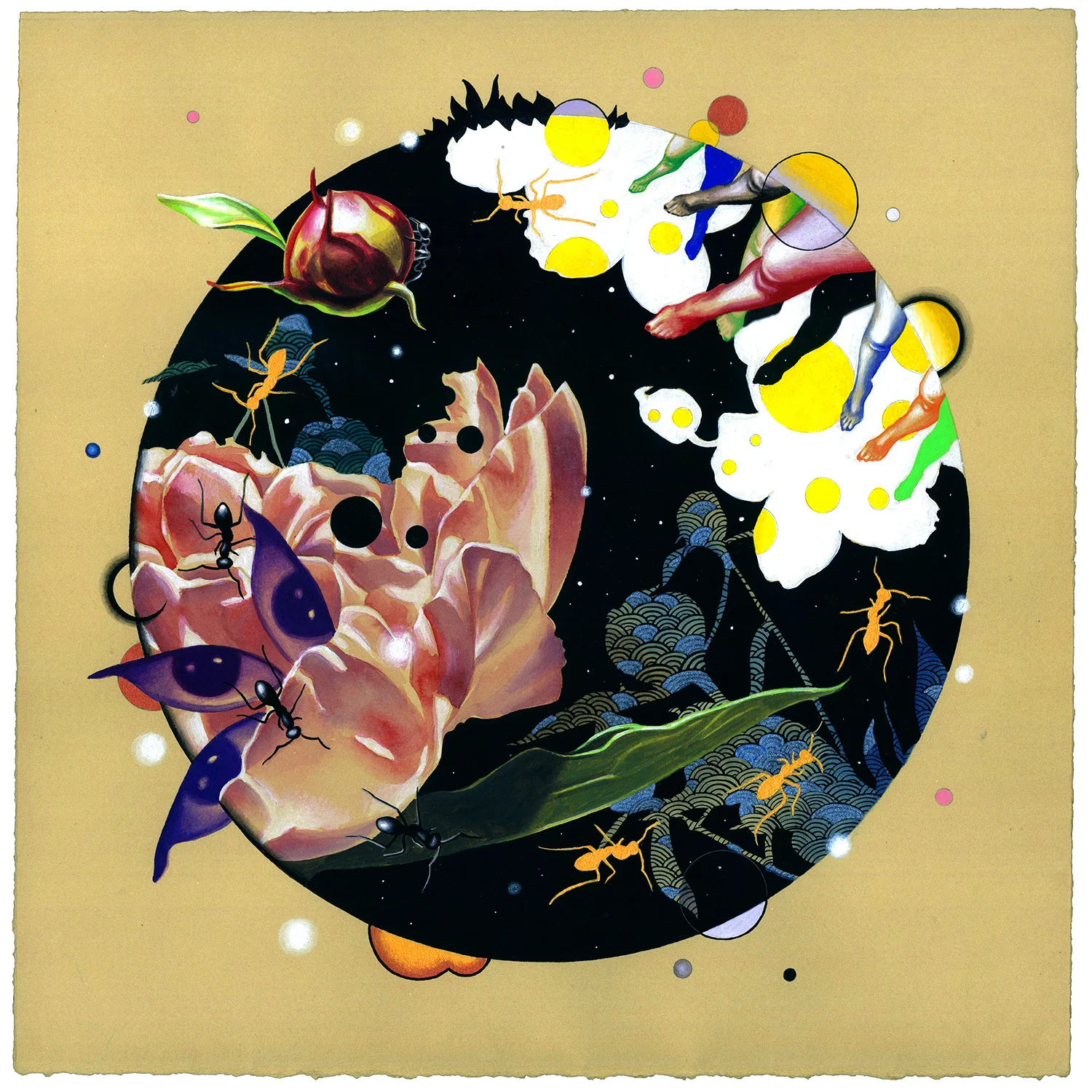 Scotopic Peonies , Gouache, ink, & watercolor on paper. Private Collection (New York, NY)