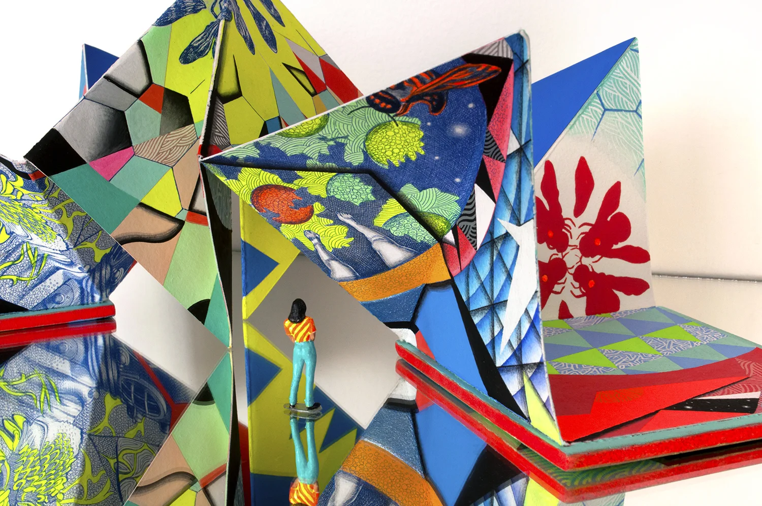 Praiadise Origami Accordion Book Sculpture - Detail. Available formats: original artwork + multiples (edition of 10)