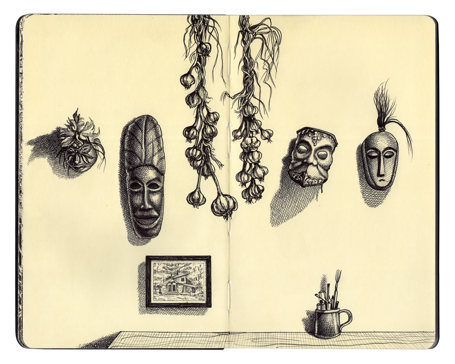 Collection (Plein Air Sketch) , 10.25 in. x 8.25 in., Ink on paper, 2016.