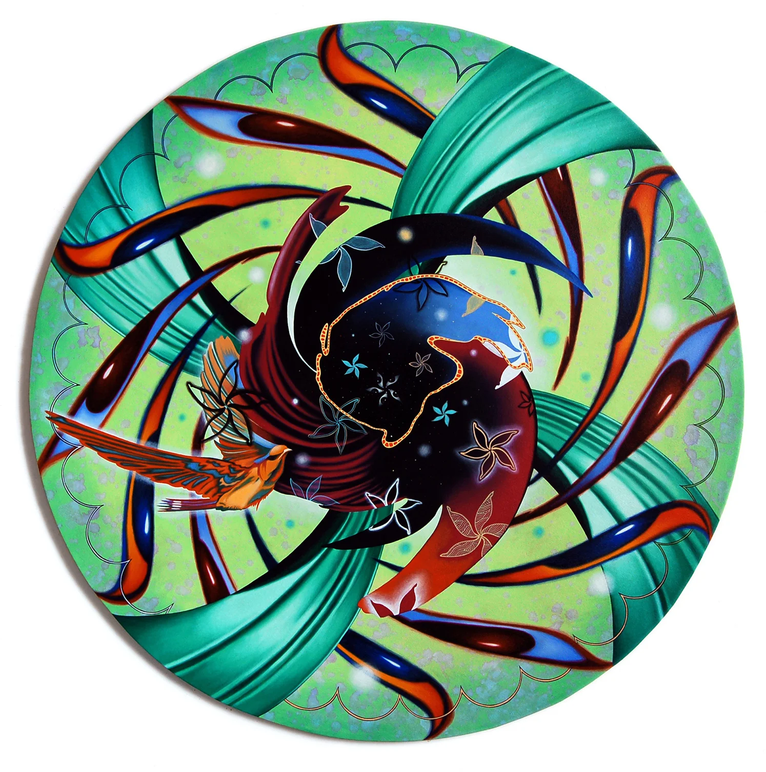 Circadian Rhythm Tondo , Oil & acrylic on polymer over canvas, 48 in. diameter. Private Collection (New York, NY)