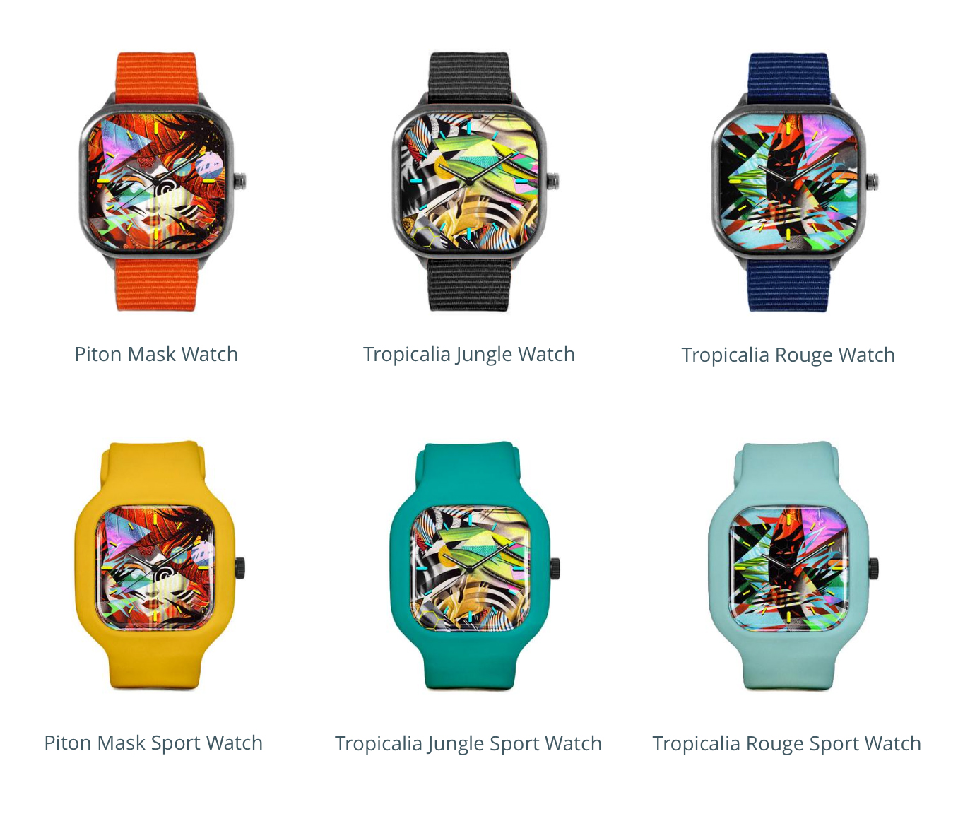Interactive design: Mix & match any design w/ up to 16 interchangeable strap colors. All custom designs are available in either a lightweight water-resistant "Sport" model, or stainless steel "Leisure" model. These watches are proudly hand-assembled in San Francisco. View full collection
