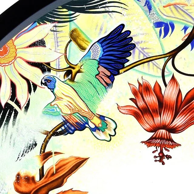 Detail of special new work in Preview Show @davidzwirner NYC TOMORROW eve (Tues, Feb. 11, 34 E 69th St, NYC). RSVP Required (see link in bio) for the 2020 @FriendsSeminary School Benefit Auction, now live on @Artsy 🌴 🦜Donation courtesy @HeatherJame