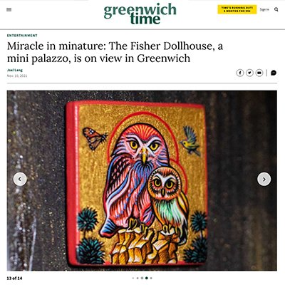 "Pygmy Owl Micro Icon" at The Bruce Museum featured in Greenwich Time Press