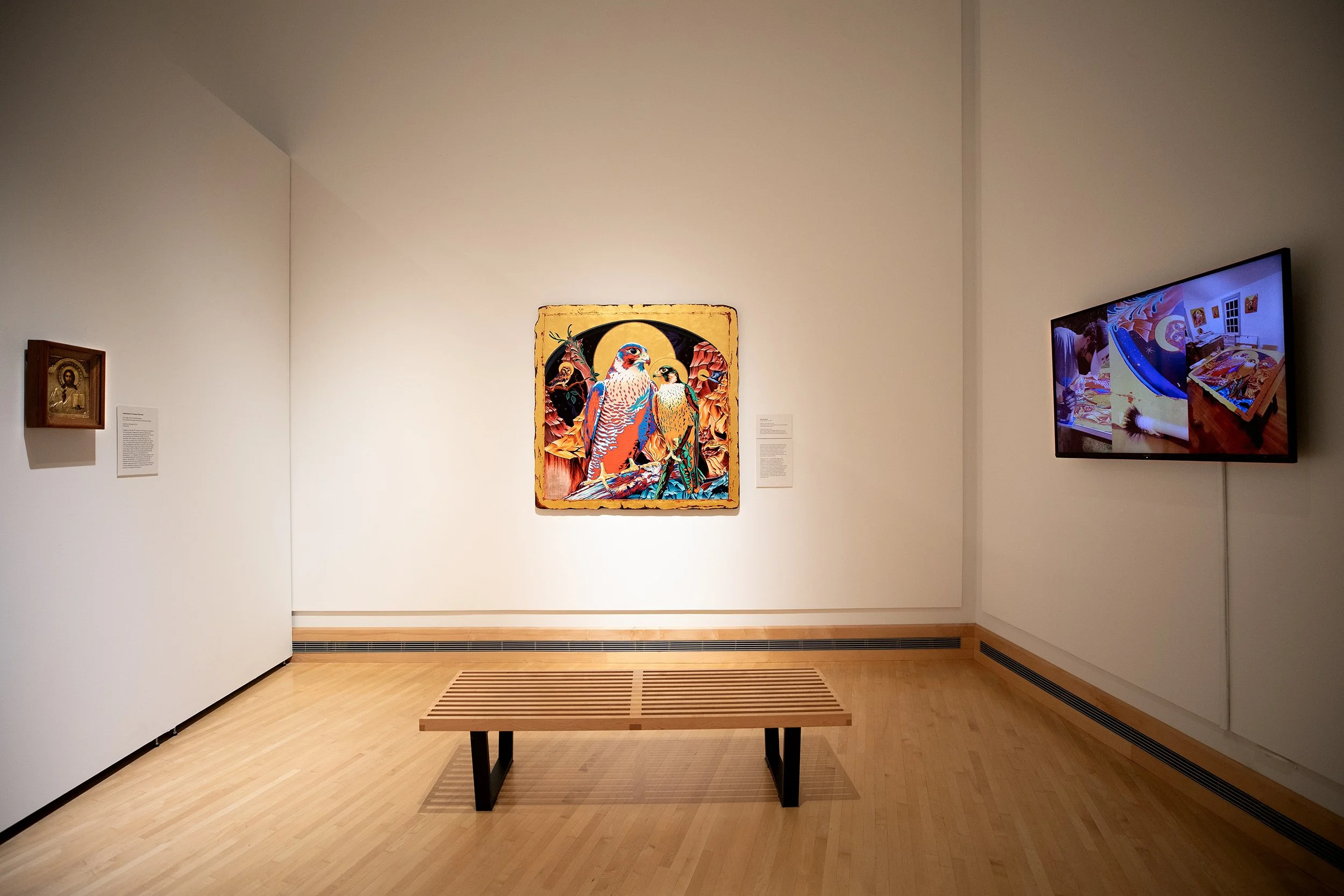   Peregrine Icon (28.5lb Reprise)  —  Installation View from “   Reimagining Reverence   ” at Taubman Museum  (Roanoke, VA). 2026. Gift of Hilary Wood and Heather Wood, in memory of Blair and Peggy Wood. Completed by the artist in 2026 with support o
