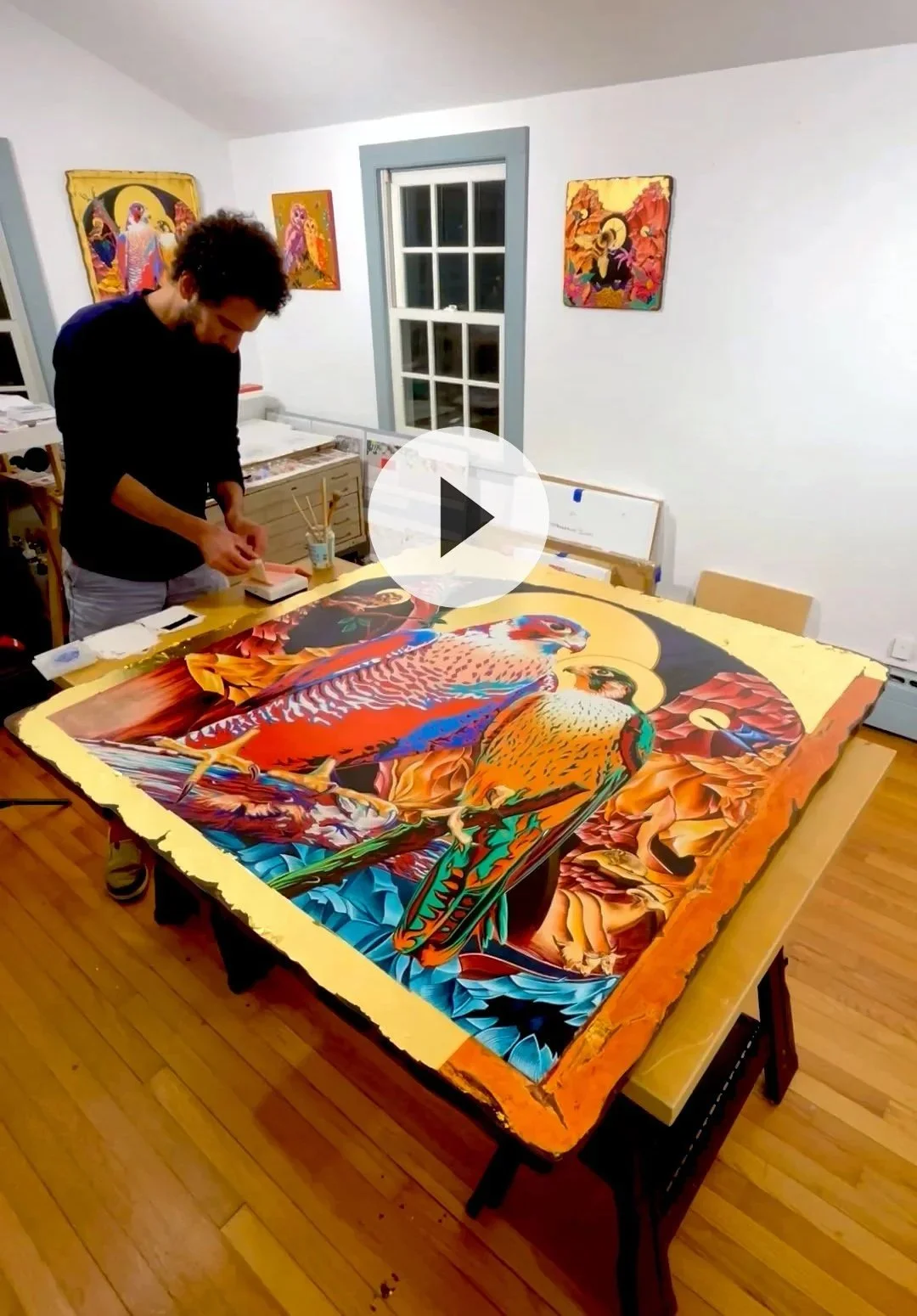    Behind the Scenes:       Instagram Video Reel    documenting the gold leaf gilding process  
