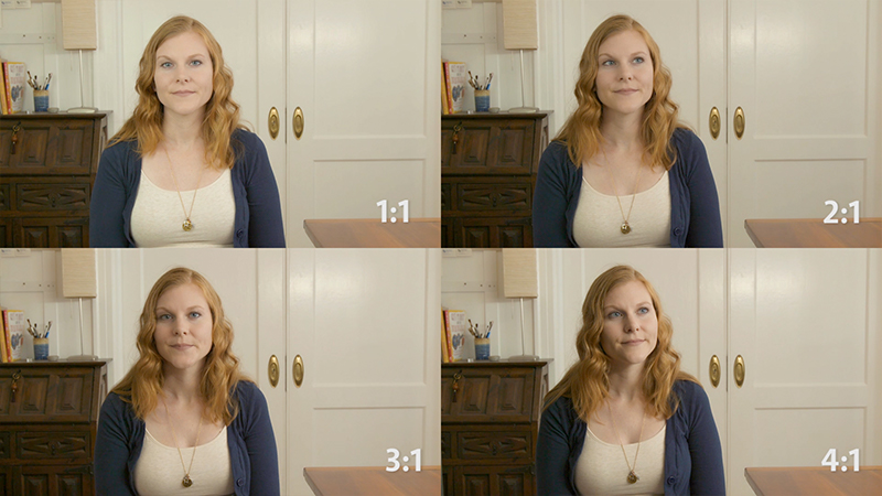 In this test, we started with a 1:1 ratio, key and fill levels are equal, then lowered our fill light level to increase our contrast range. Notice how the feeling of the shot changes. C100 mkII, 24-105mm zoom.