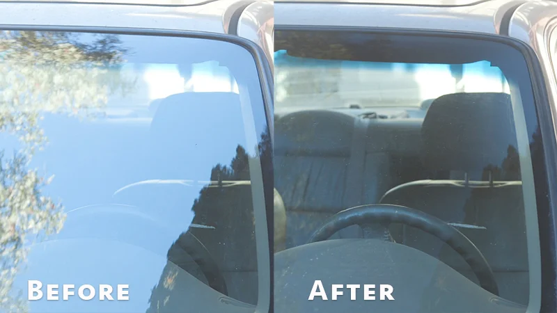 Because of the curve of a car windshield, you probably won't get out all the reflections but that's okay, it's more realistic that way.