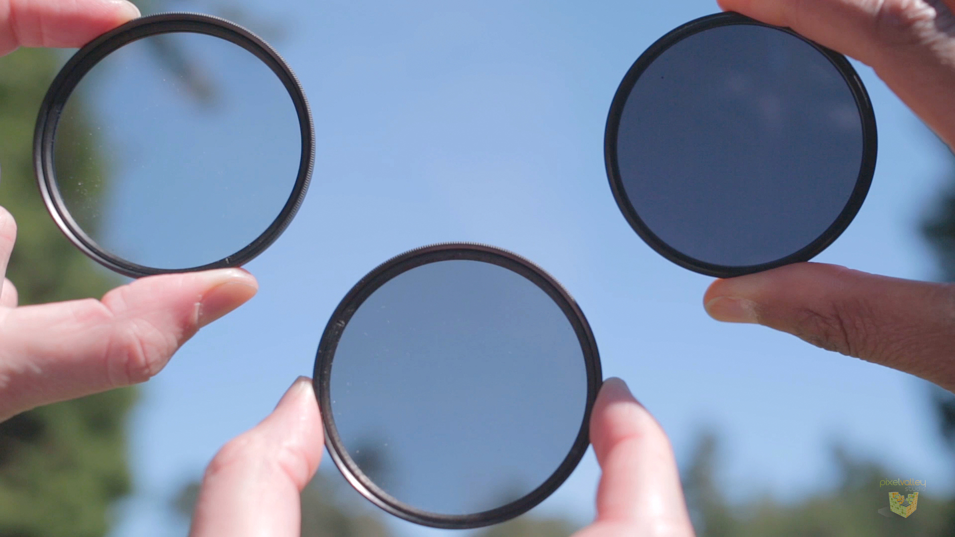 Front of the lenses ND filters allow you to shoot with your lens wide open on a sunny day.