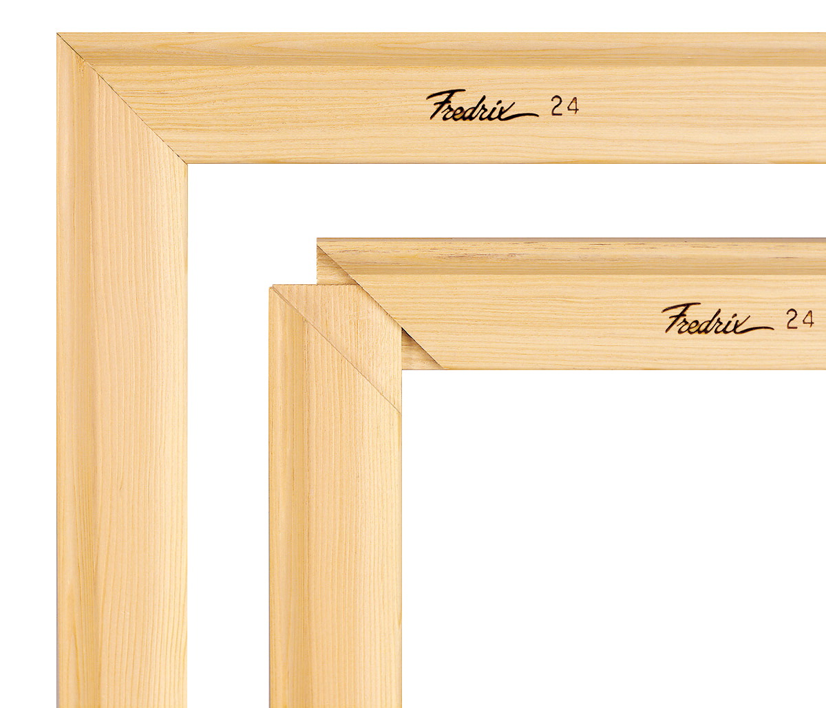 Canvas stretch frames with tongue and grove corners for easily assembly.