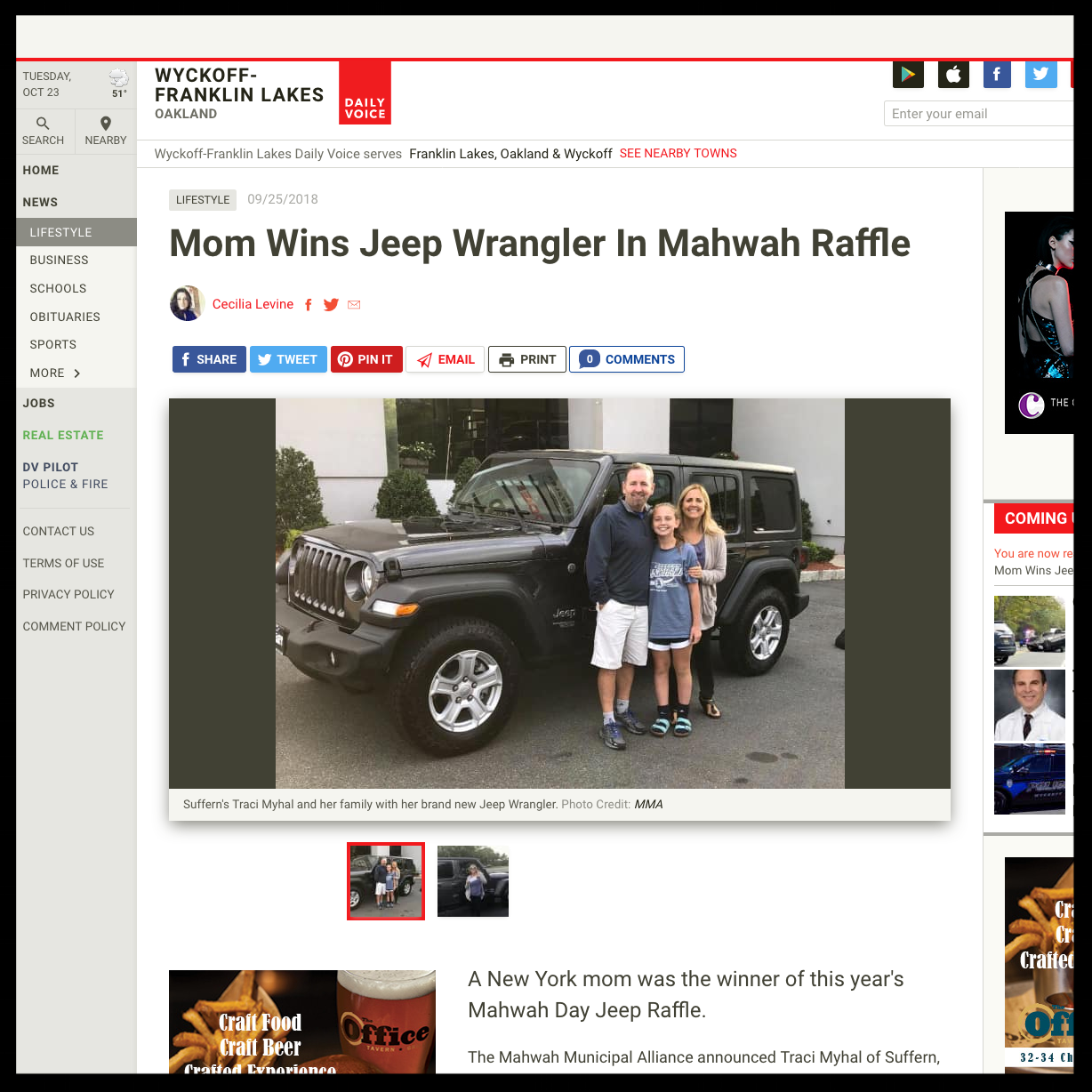 Mom Wins Jeep Wrangler In Mahwah Raffle