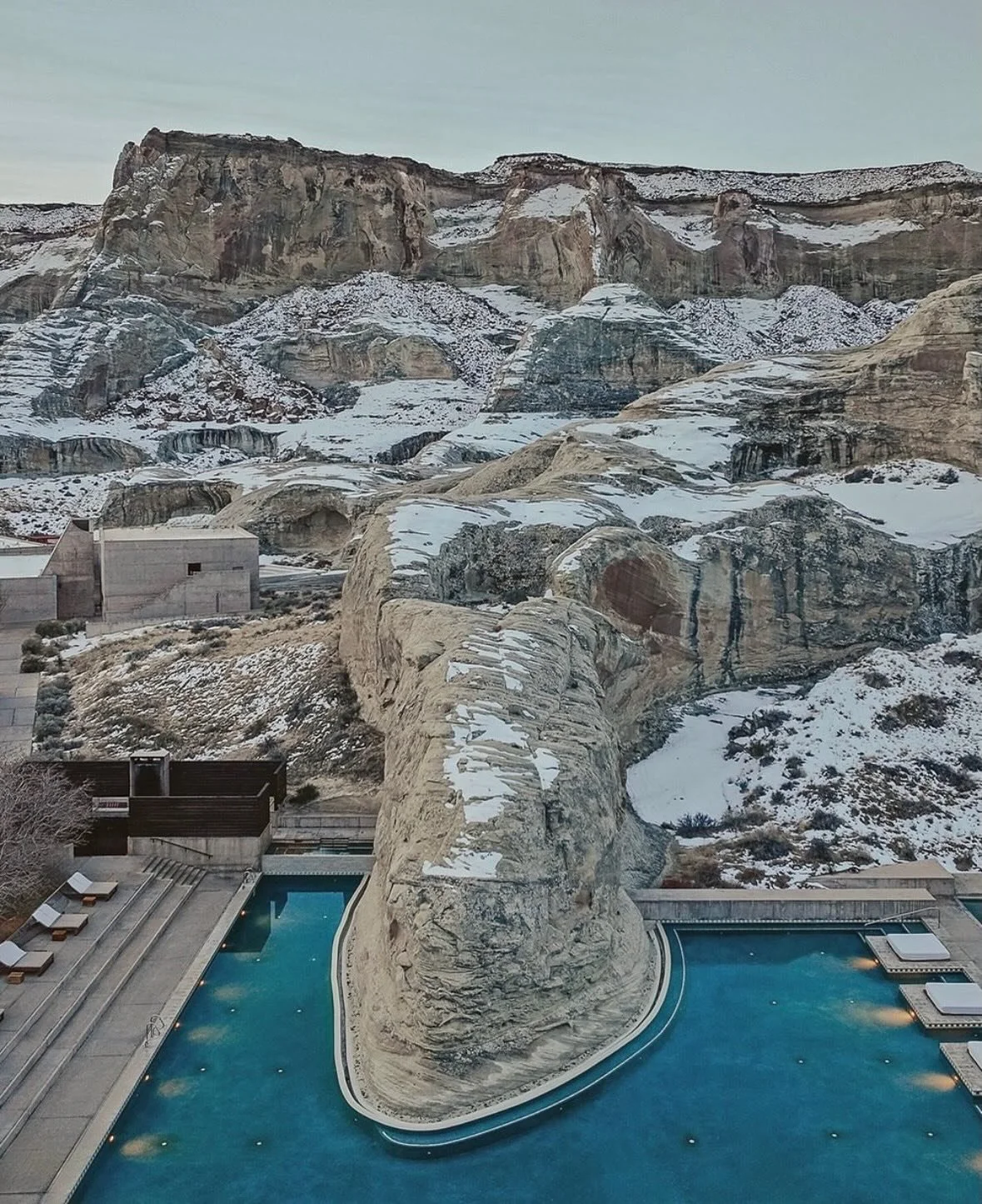 A rare snow dusting transforms @Amangiri into a desert wonderland, softening the red rock landscape and casting a quiet sense of magic across the resort just in time for the holidays. Named to Cond&eacute; Nast Traveler&rsquo;s Gold List 2026 this we