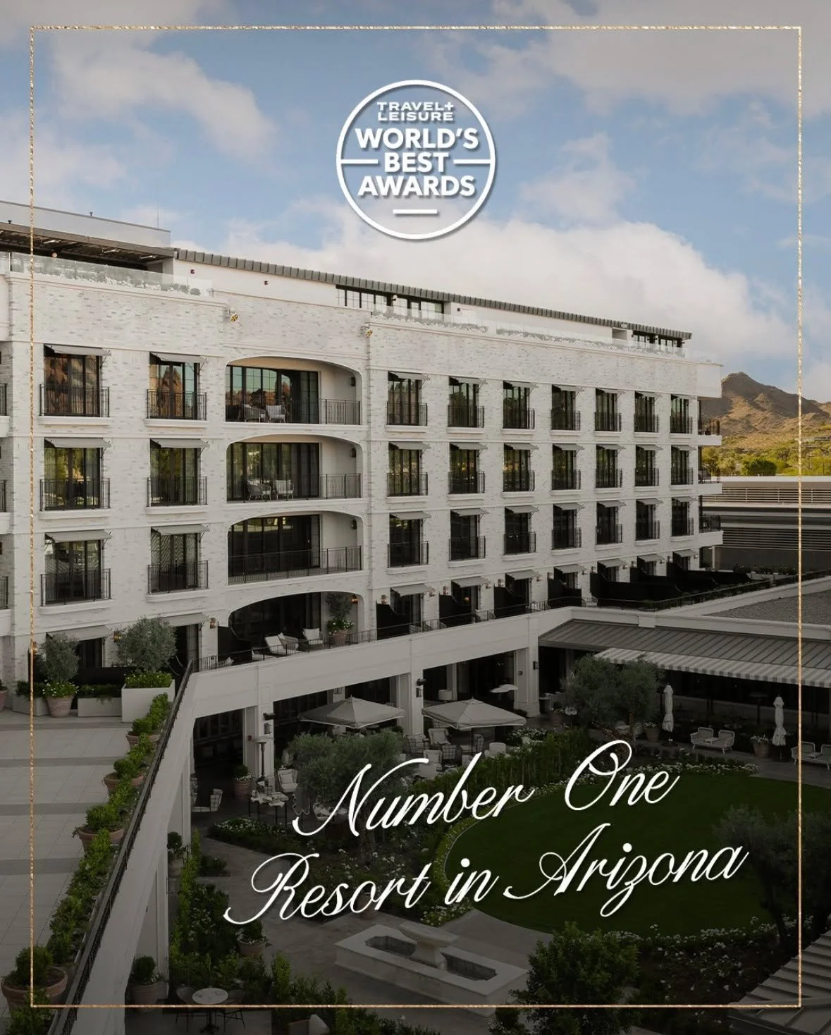 Today @theglobalambassadorhotel was named the #1 resort in Arizona from @travelandleisure's prestigious "World's Best 2026" awards. We're so proud to work alongside this amazing team.