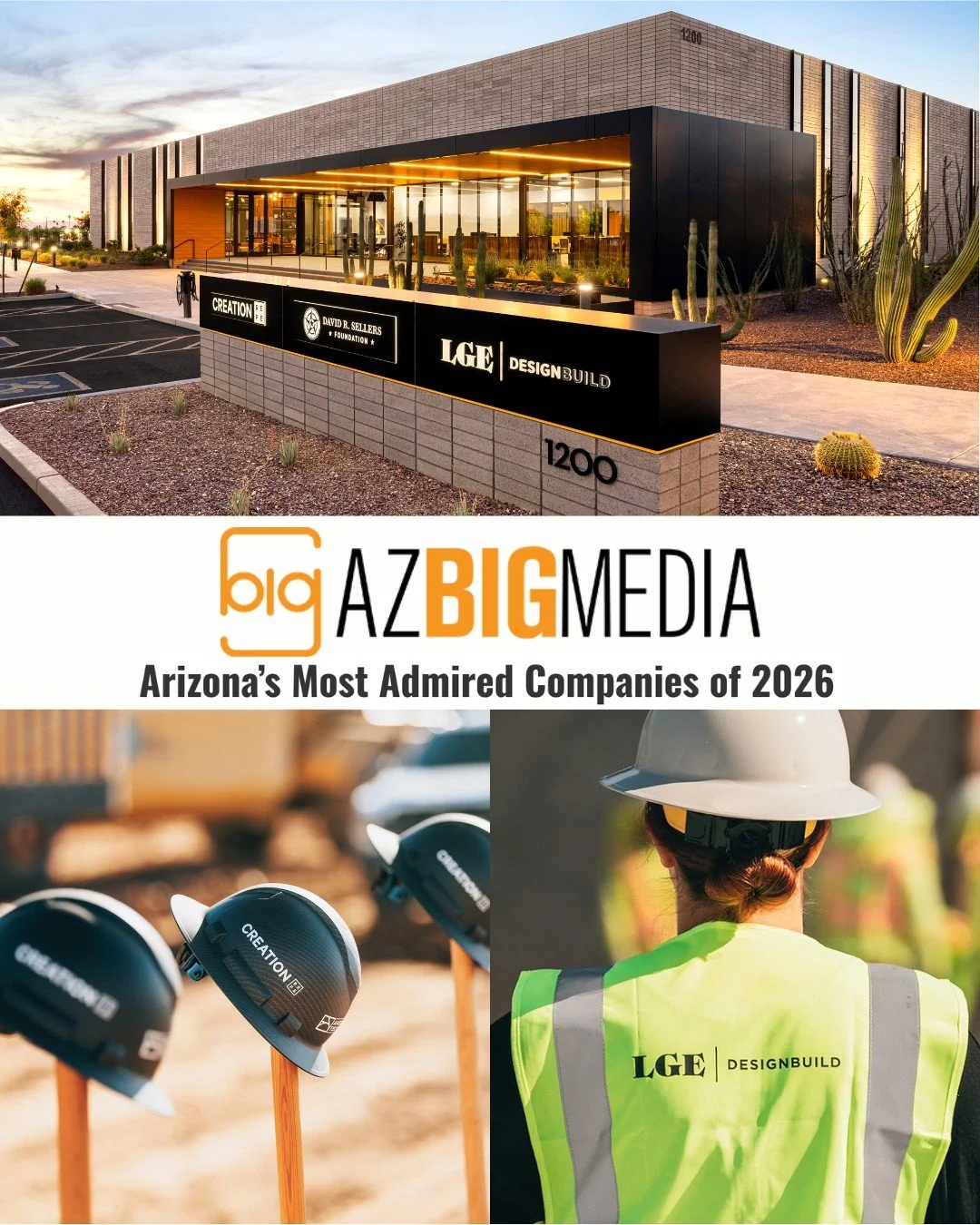 Exciting news for our clients @lgedesignbuild and @creationequity as both have been named to @azbigmedia's 2026 Arizona's Most Admired Companies list. This year's honorees stood out for visionary leadership, inspiring workplace cultures and lasting c