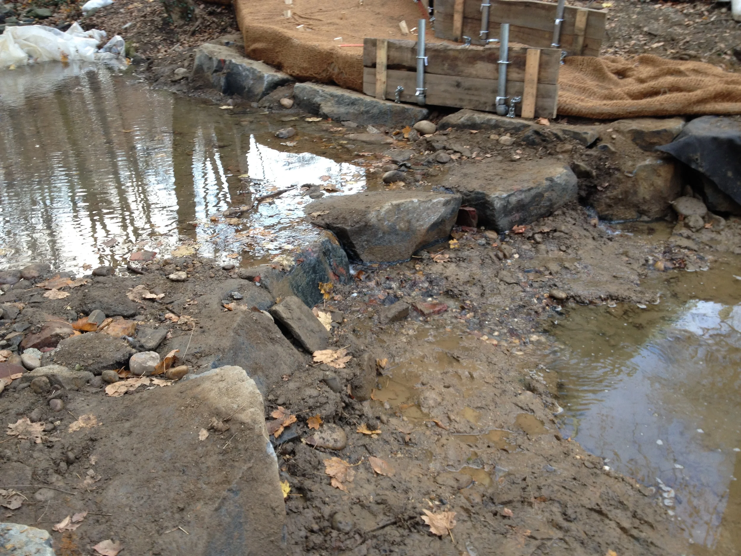 The westernmost step pool boulder cluster in Segment 4 was set last week.