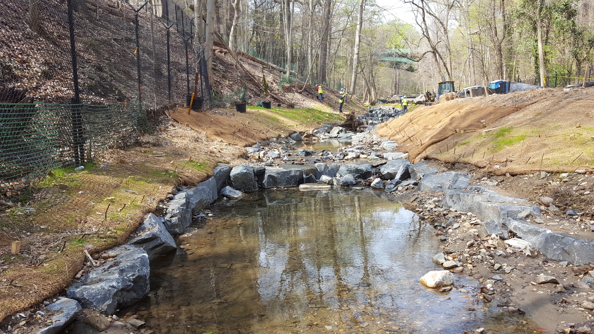 The new channel in Segment 4 follows the natural flow path of the valley