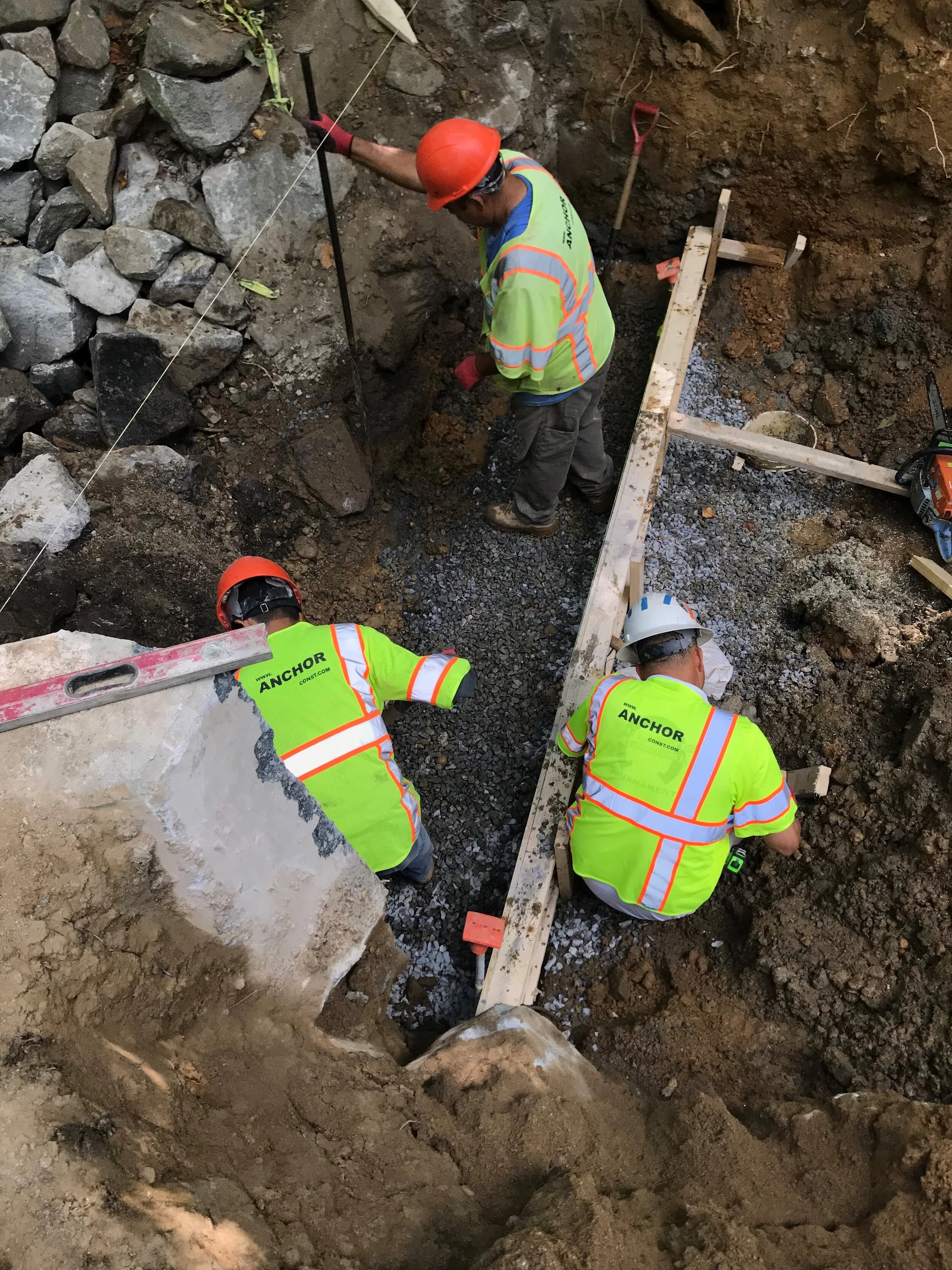 Footing layout of the new concrete headwall