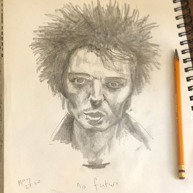 Today&rsquo;s daily dose of down time. Did a sketch of Sid to celebrate God Save the Queen, released on this day, 1977. @shadytortoise thirteen years on and I am still sketching musicians...
&bull;
&bull;
&bull;
&bull;
#dailypractice #sketch #sexpist
