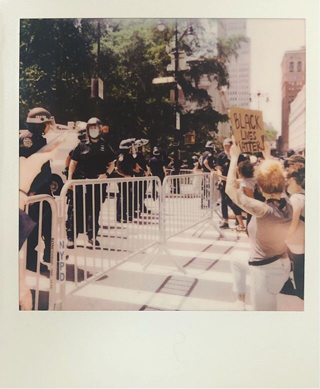 The first of three magical moments yesterday, just before protests broke police lines downtown. TODAY: Washington Square Park. 4 PM. We&rsquo;ll be there if you need masks, hand sanitizer, sharpie, or someone to shout with. #turnup #blm
