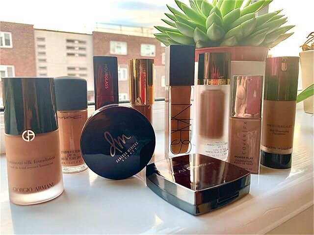 I have a family of fantastic foundations that I call upon to give me an even complexion!  Some are fuller coverage than others, some I use for different seasons and different finishes.  These are my hero foundations that work well for my almond skin 