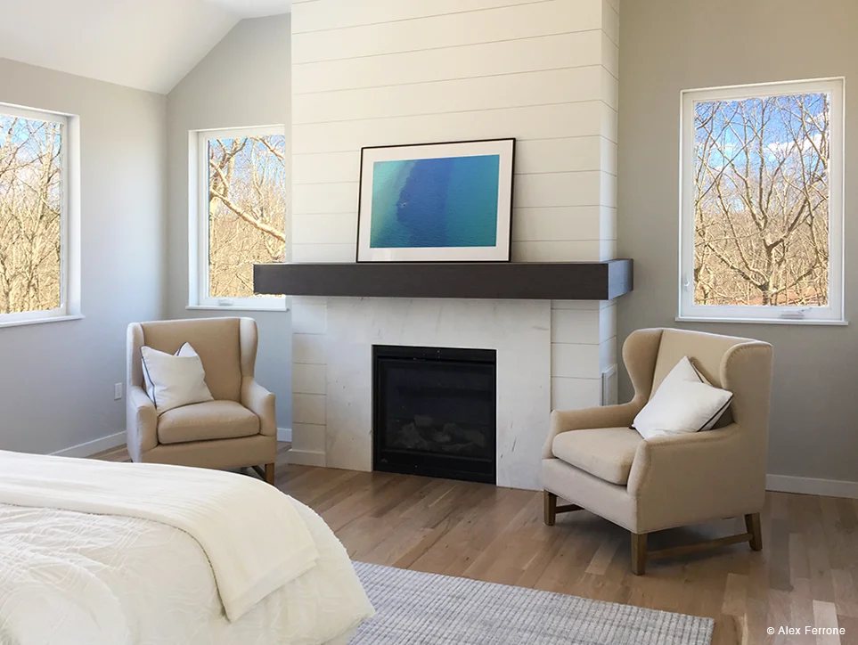 "Distant Buoy" in private home, Southampton, NY - master bedroom.