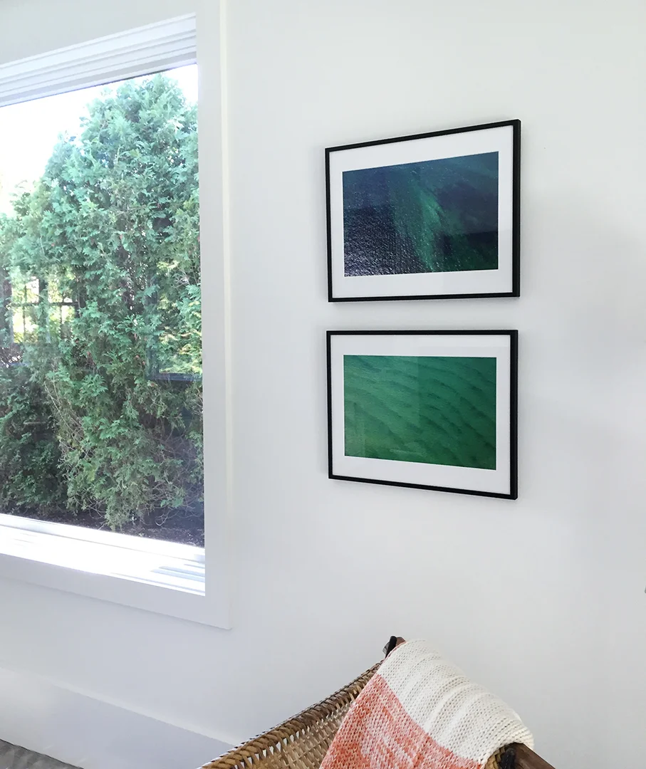 "Blue Green One" and "Green with Blue" in private home, Sag Harbor, NY.