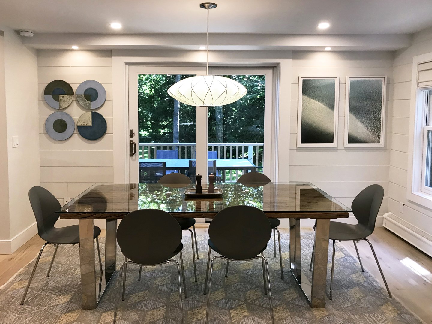 "Shallow Sweep Diptych" installed in Nassau Point, North Fork home.