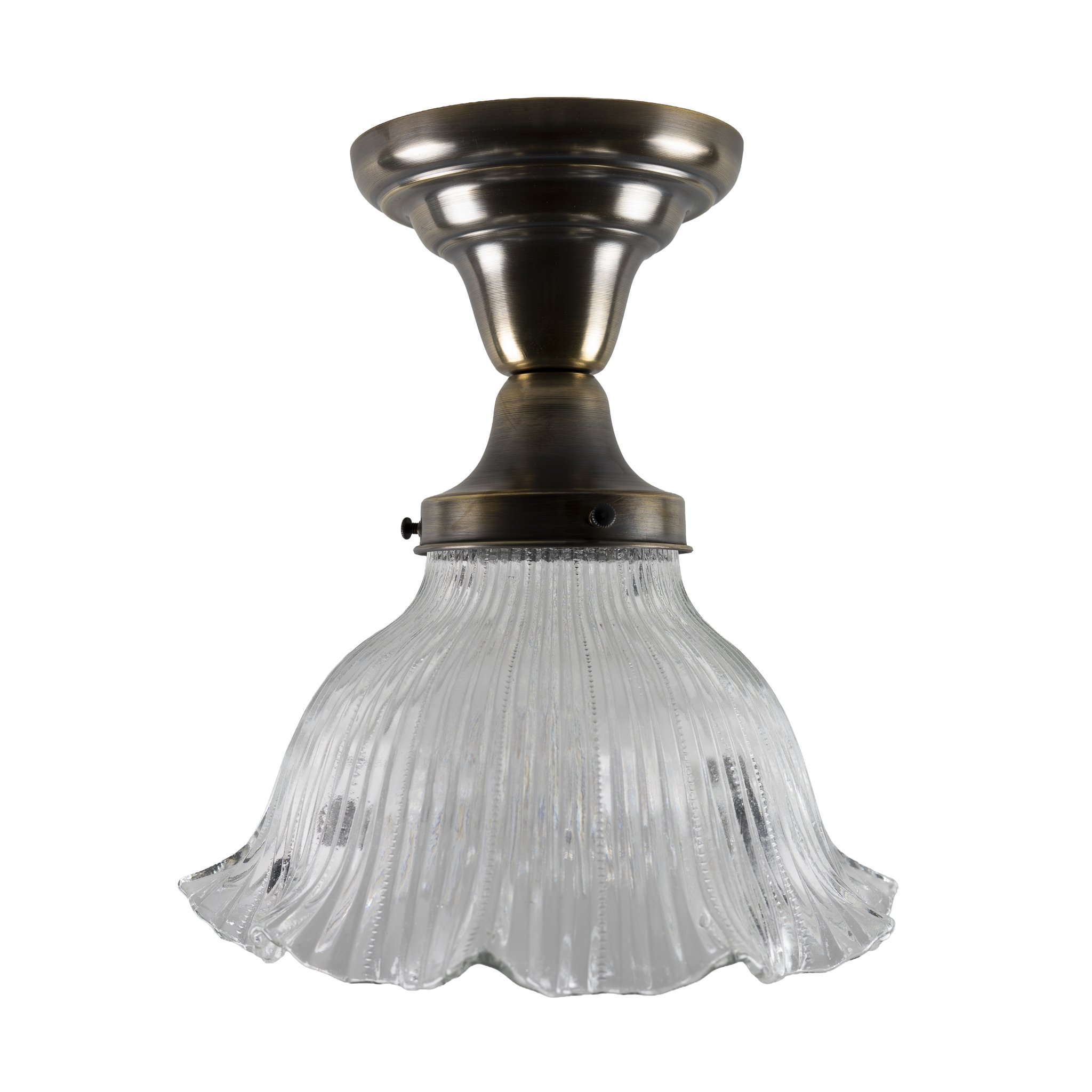 Holophane Style Pie Crust Glass Ceiling Fixture