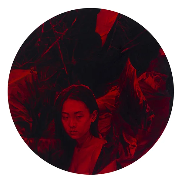 'Untitled #2' 60 x 60 cm, oil and aerosol on board, 2017