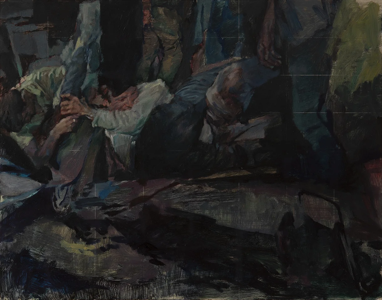 Wrestling Team, 28cm x 35cm, oil on board, 2018