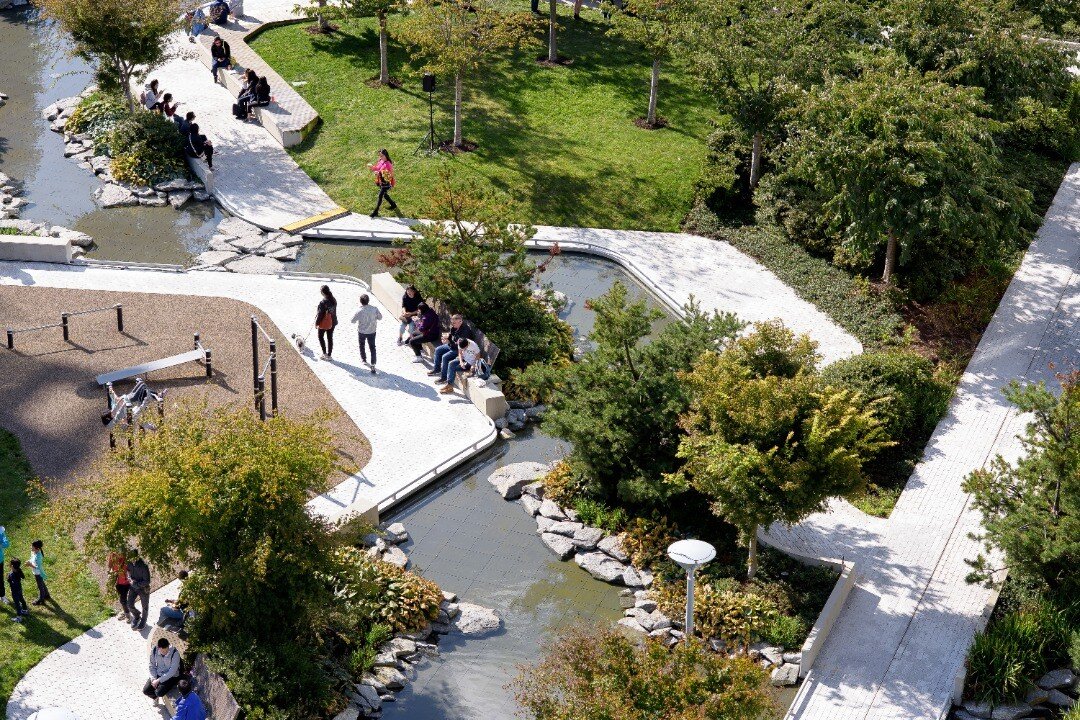 Recently profiled in @worldlandscapearch, Ketcheson Neighbourhood Park in Richmond, BC features a series of islands and amenity spaces, connected by a number of reflecting pools and cascading water features.

The park's design takes inspiration from 