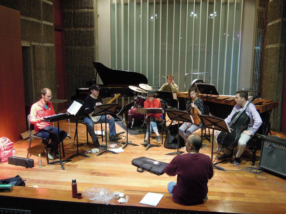 Composer Adolfo Acosta works with Dal Niente on his piece verdaderos negativos .