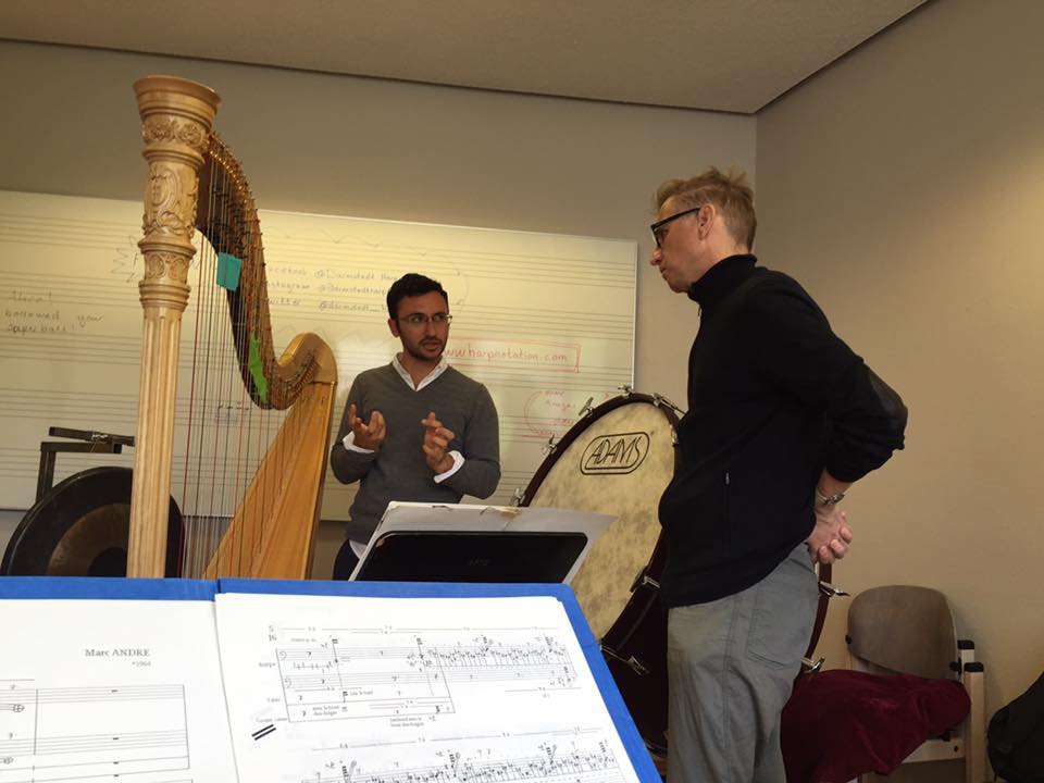 Working with composer Mark Andre.