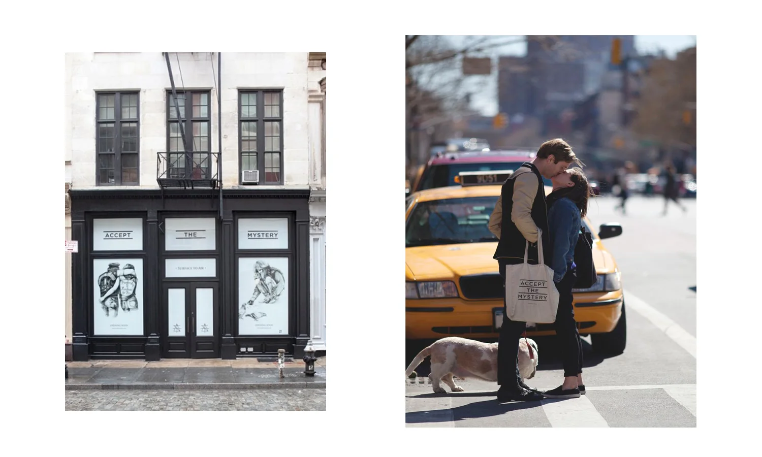 The most visible and popular aspect of the Surface to Air brand- its famous slogans- appearing inside its stores, on its clothing, and on all of its limited-edition store bags. 