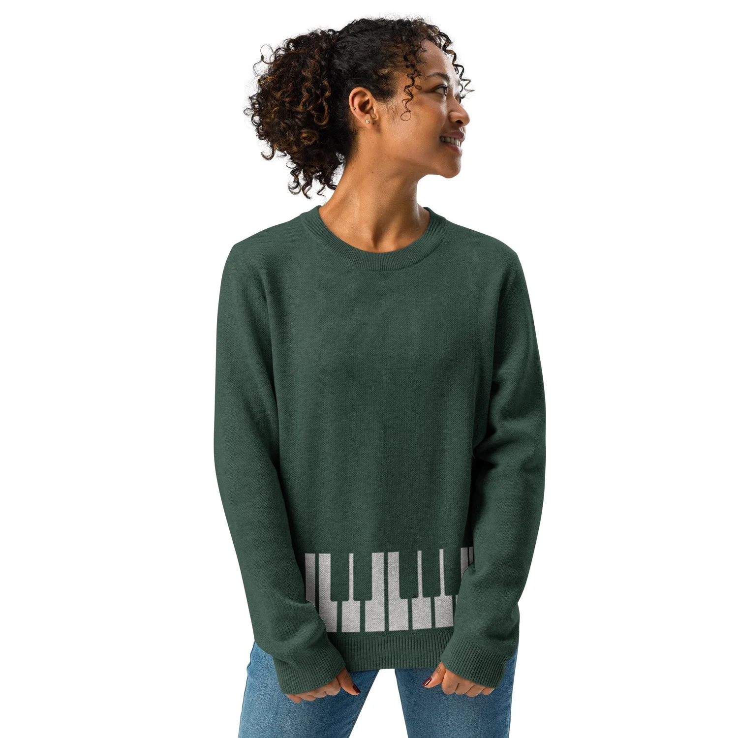 Green Keyboard Knit Sweater - Cadenza Studios