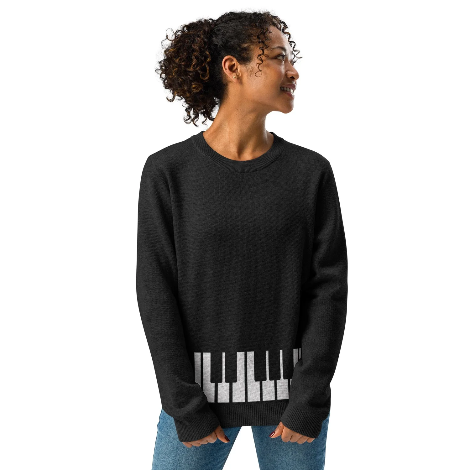 Black Keyboard Knit Sweater - Cadenza Studios