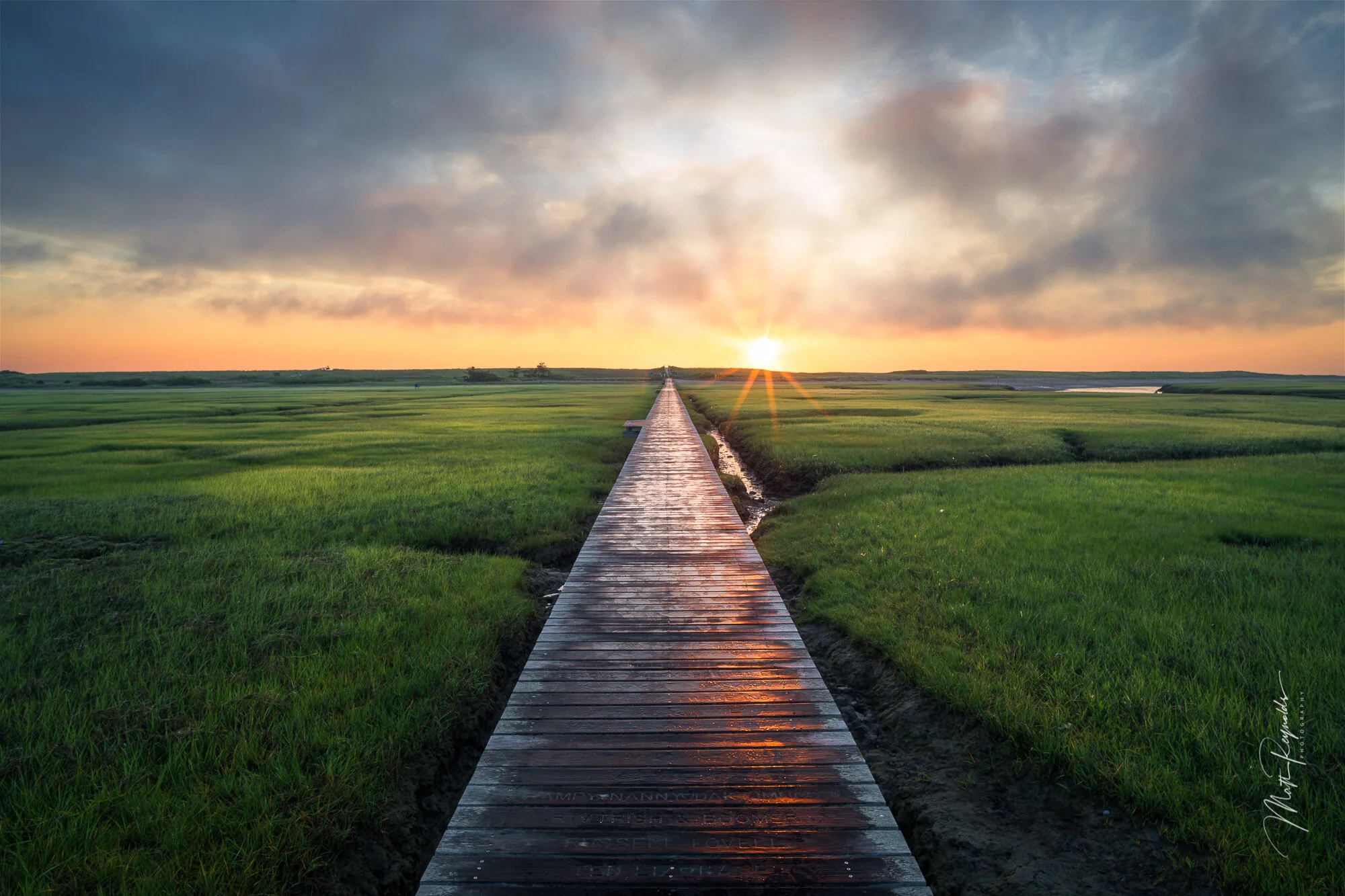 Sunrise over Sandwich Boardwalk on Cape Cod