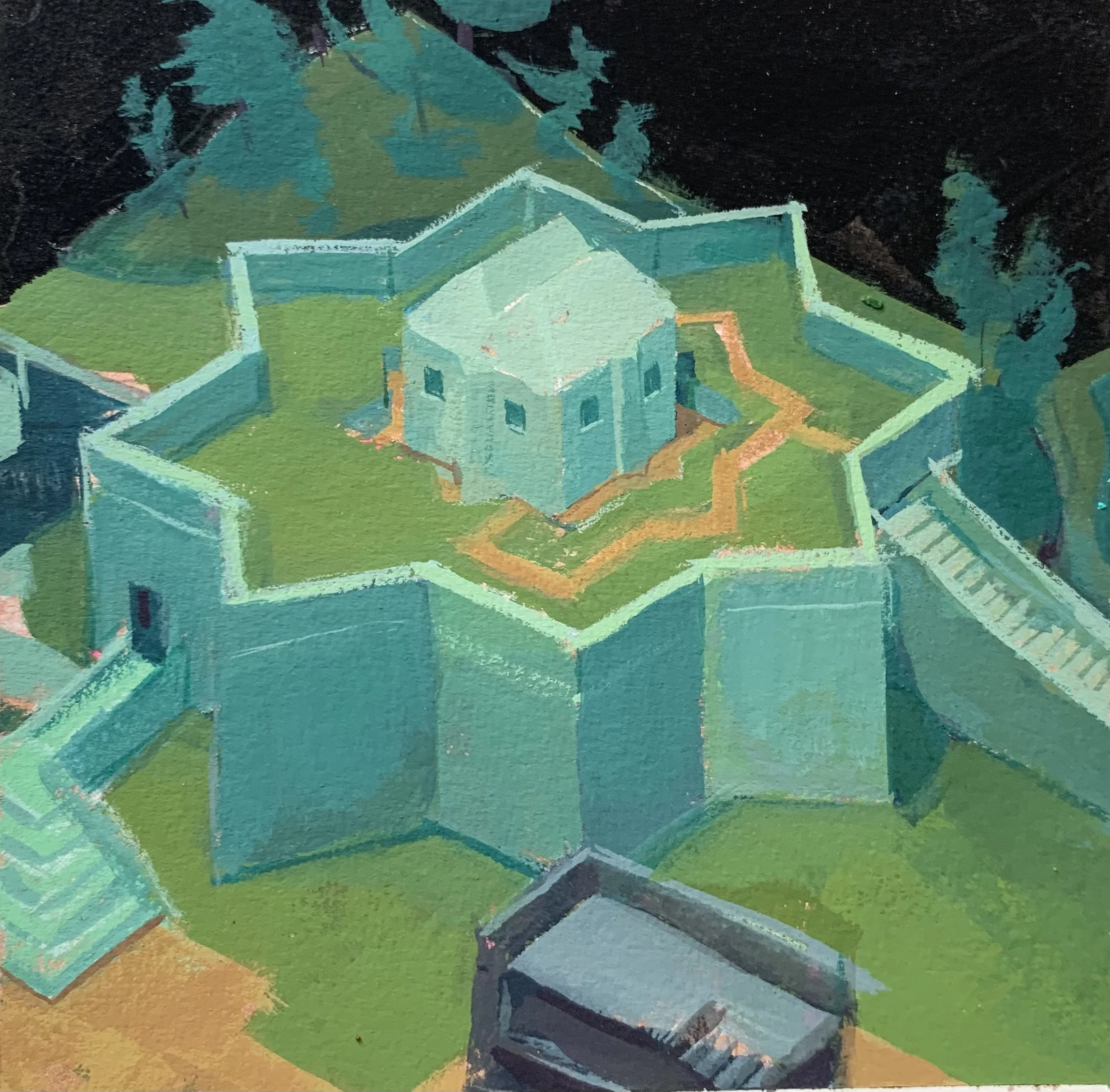  Acryla Gouache on Paper, 6” x 6” 