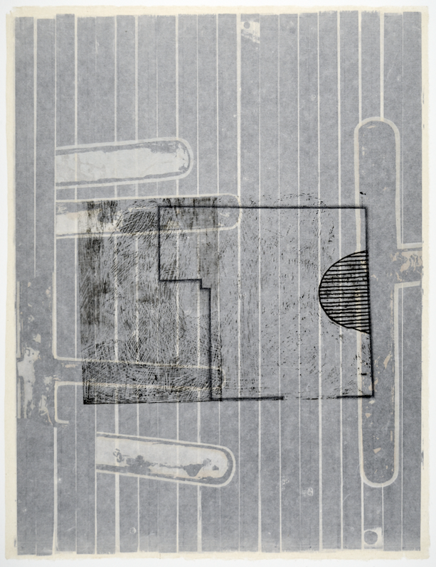 Gebäudeplan I 25" x 19” offest relief, litho, monotype, screen and chine colle