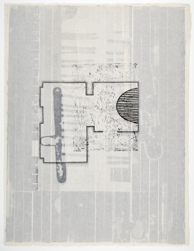 Gebäudeplan II 25" x 19” offset relief, litho, monotype, screen and chine colle